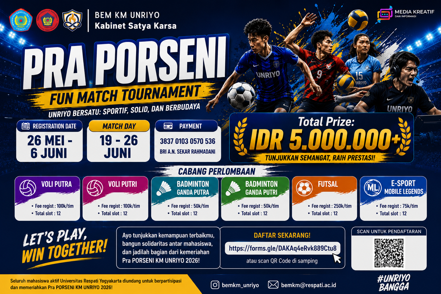 PENGUMUMAN RESMI PRA PORSENI KM UNRIYO 2026